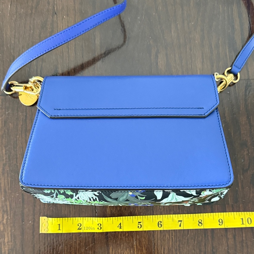 Givenchy Blue Floral Crossbody Bag with Gold Chain New - Picture 5 of 13